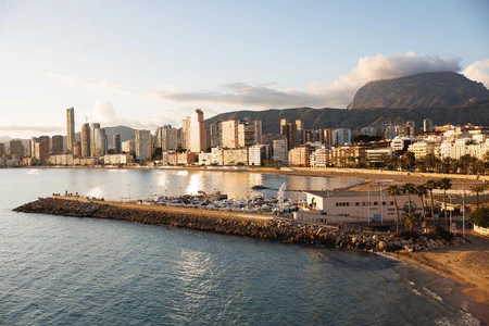 Coastal Cityscape at Sunset