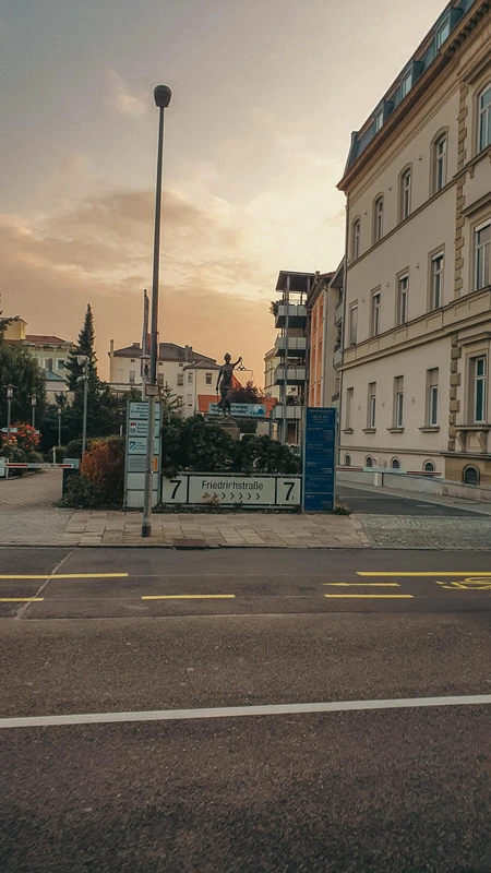 Scenic Street View at Sunset