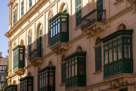 Historic Architecture with Green Balconies