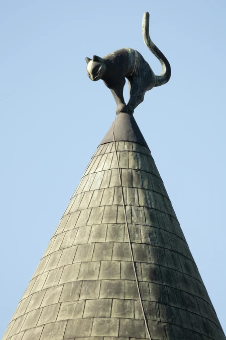 Cat Sculpture on a Turret