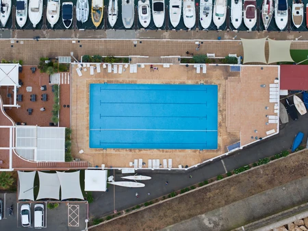 Aerial View of Pool and Marina