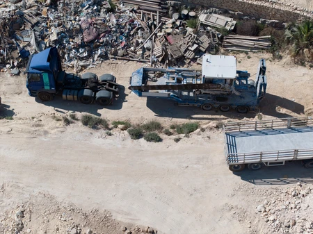 Industrial Landscape with Trucks