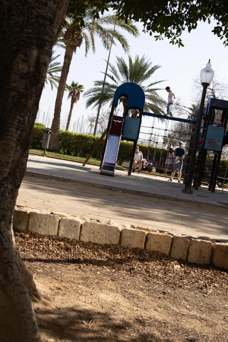 Playground Scene with Palm Trees