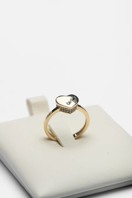 Gold Heart Ring on Display