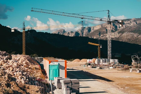 Construction Site with Mountain View