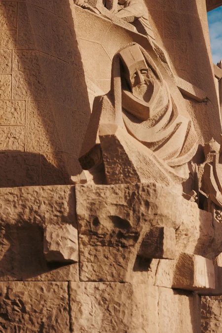 Stone Sculpture with Dramatic Shadows