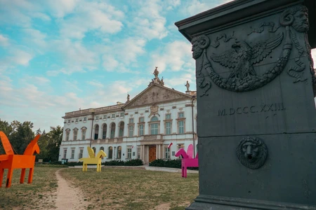 Elegant Historical Building with Colorful Statues