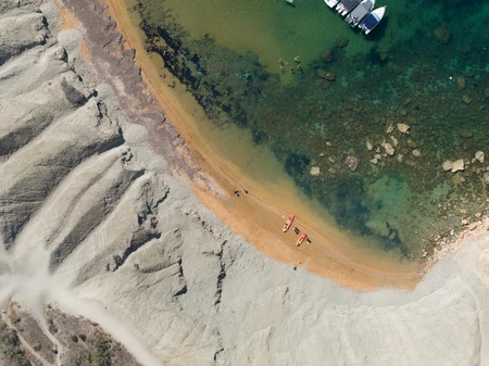 Aerial View of Coastal Kayaking