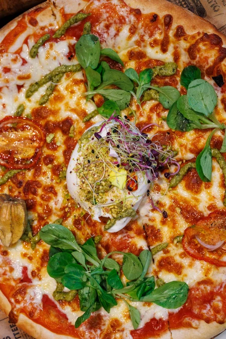 Gourmet Pizza with Fresh Greens
