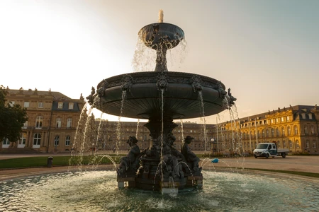 Elegant Fountain at Sunset