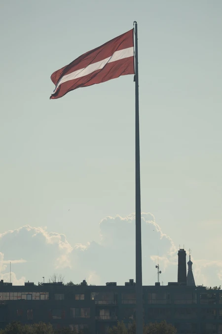 Flag over Cityscape