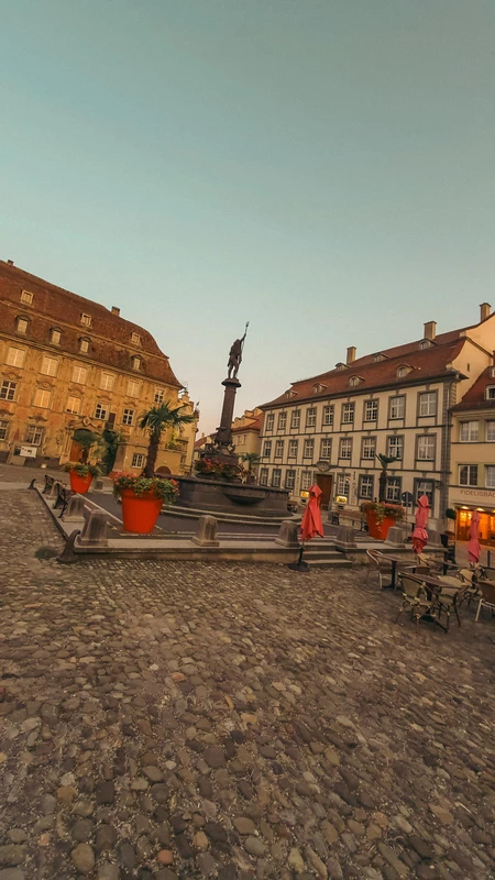 Charming Town Square at Dusk