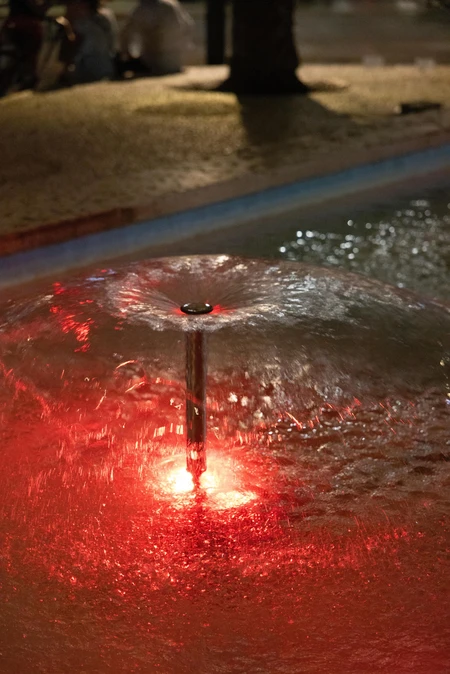Illuminated Fountain at Night