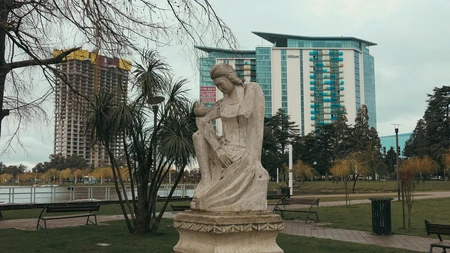 Urban Sculpture with Modern Buildings