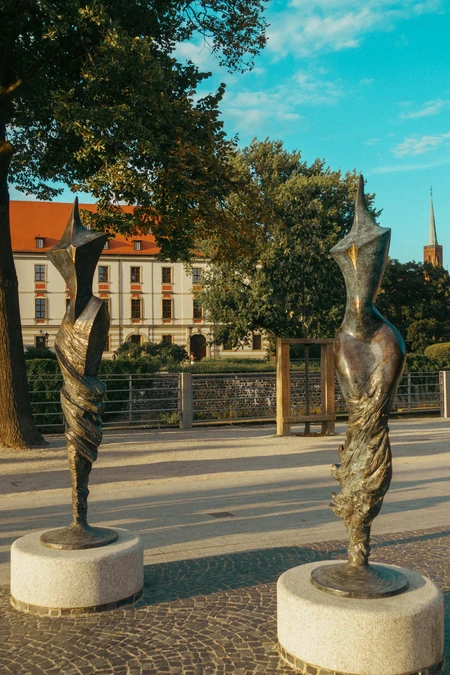 Twisted Sculptures in Urban Setting