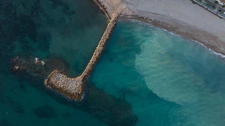 Aerial View of Beach and Jetty