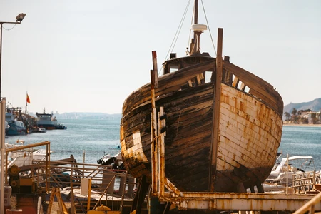 Vintage Boat on Dock