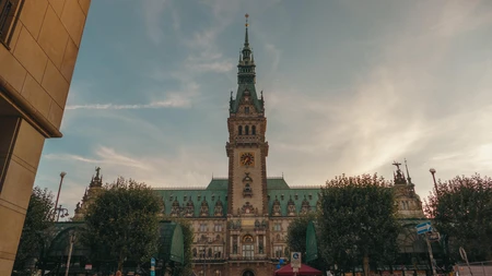 Historic Building at Sunset