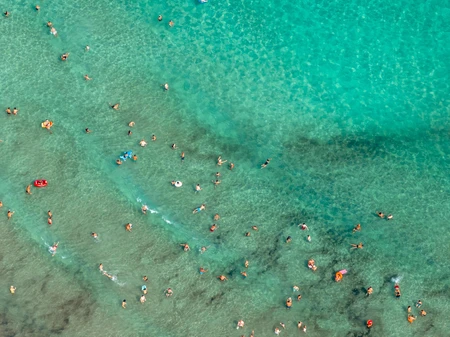 Aerial View of Crowded Beach