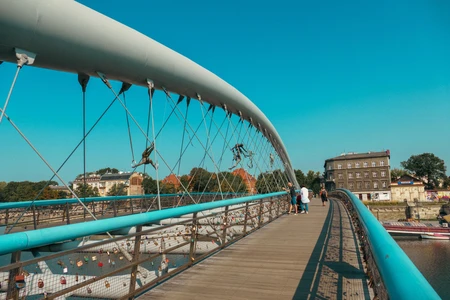 Modern Footbridge in Cityscape