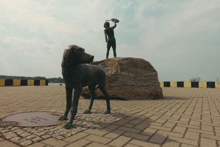Statue of a Boy and Dog
