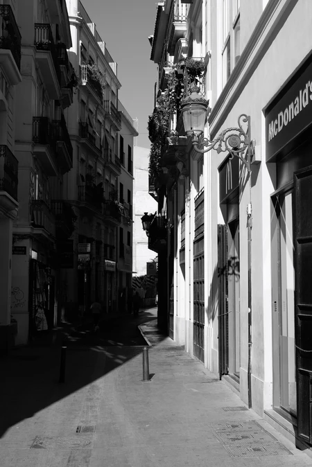 Charming Street in Black and White