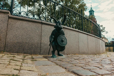 Warrior Sculpture by the Sidewalk