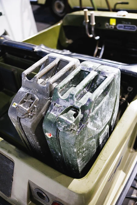 Fuel Cans in Vehicle Trunk