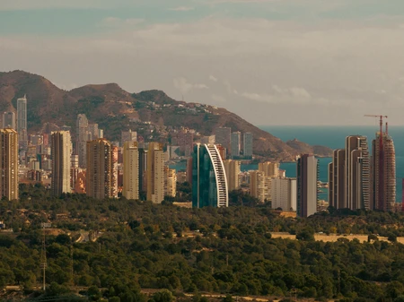 Skyline with Mountainous Backdrop