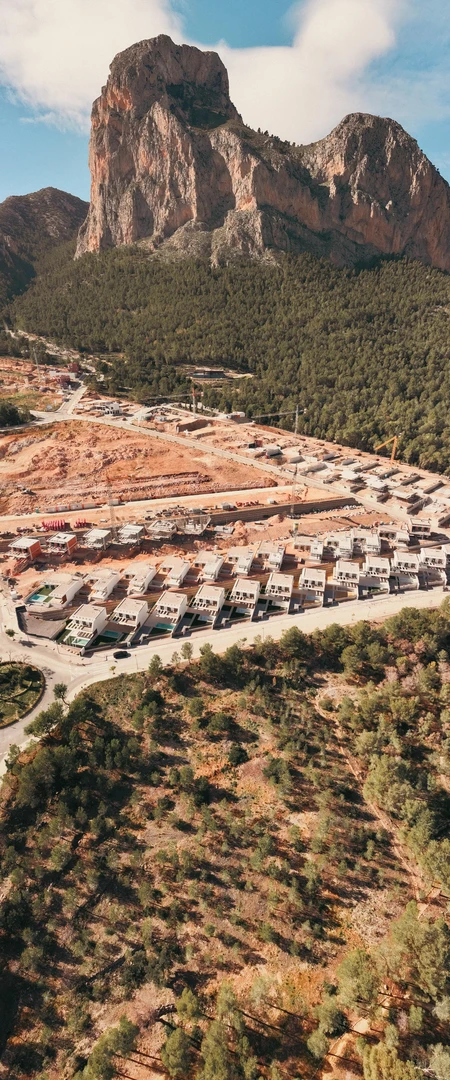 Majestic Mountain and Construction Site