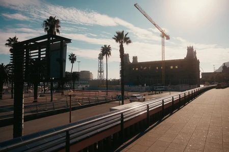 Sunny Urban Scene with Construction