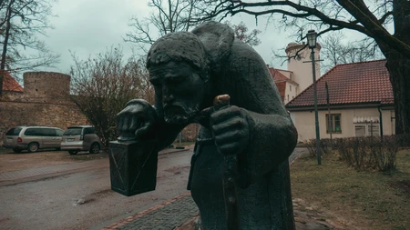 Medieval Sculpture in Urban Setting