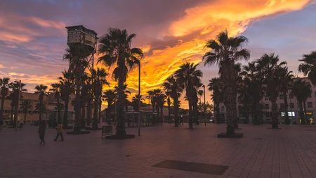 Sunset over Palm Plaza