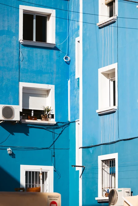 Vibrant Blue Facade