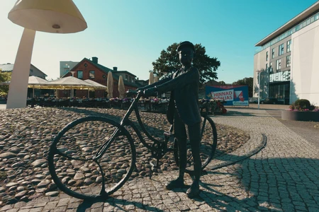 Bicycle Statue in Urban Square