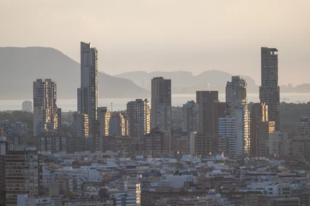 Sunset over City Skyline