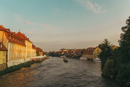 Serene River Landscape at Sunset