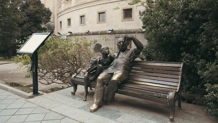 Statue on Park Bench