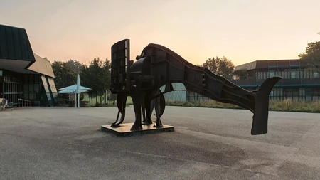 Modern Sculpture at Sunset