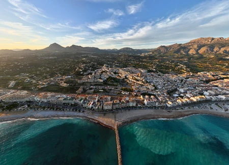 Scenic Coastal Town Aerial View