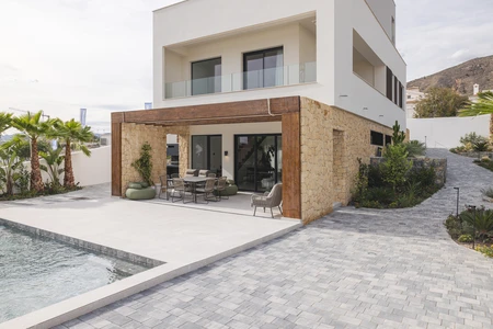 Modern House with Poolside Patio