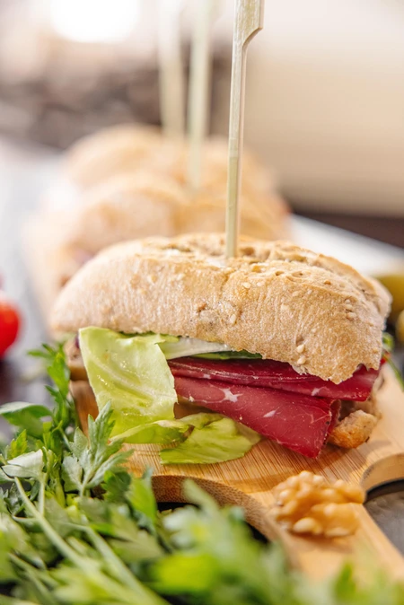 Gourmet Sandwich on Cutting Board