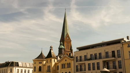 Historic Church and Building Skyline