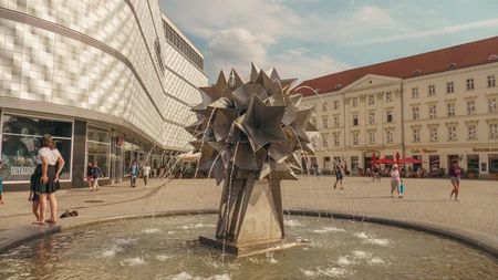 Modern Fountain in Urban Square
