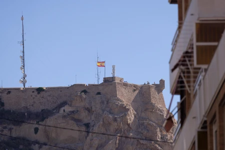 Historic Fort with Flag