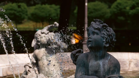 Fountain Statues in a Park