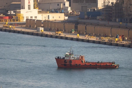 Harbor Scene with Tugboat
