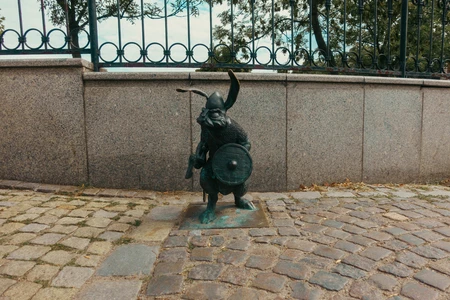 Warrior Statue in Urban Setting