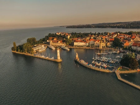 Scenic Aerial View of Coastal Town