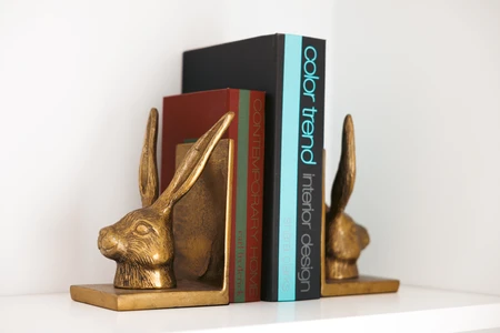 Artistic Bookends on Shelf
